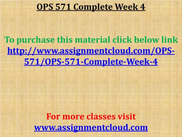 OPS 571 Complete Week 4