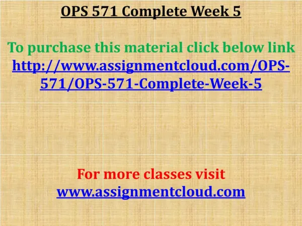 OPS 571 Complete Week 5