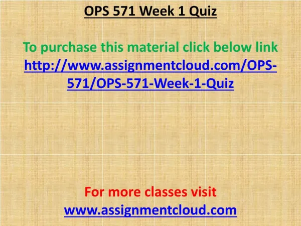 OPS 571 Week 1 Quiz