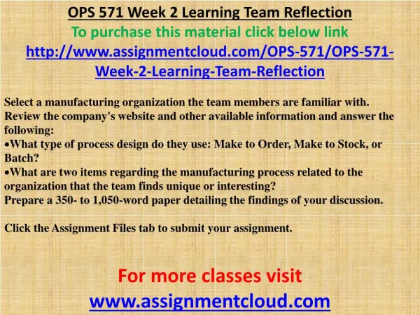 OPS 571 Week 2 Learning Team Reflection