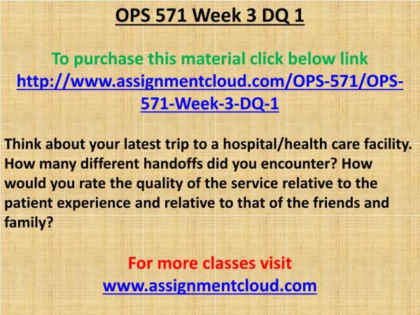 OPS 571 Week 3 DQ 1