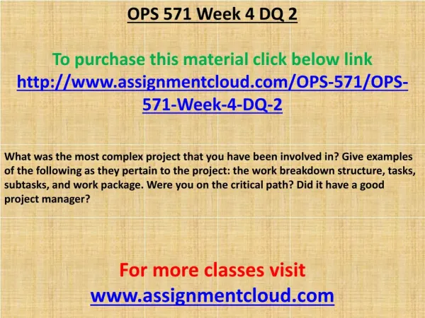 OPS 571 Week 4 DQ 2