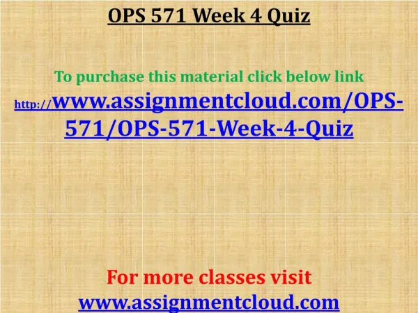 OPS 571 Week 4 Quiz