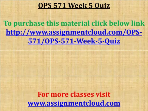 OPS 571 Week 5 Quiz