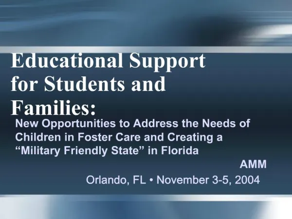 Educational Support for Students and Families: