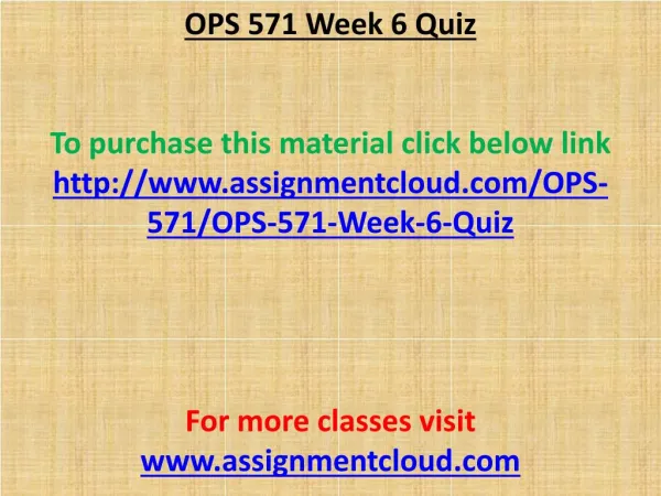 OPS 571 Week 6 Quiz