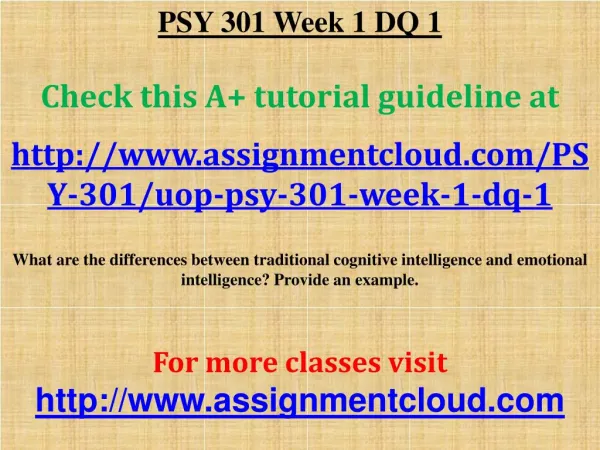 PSY 301 Week 1 DQ 1