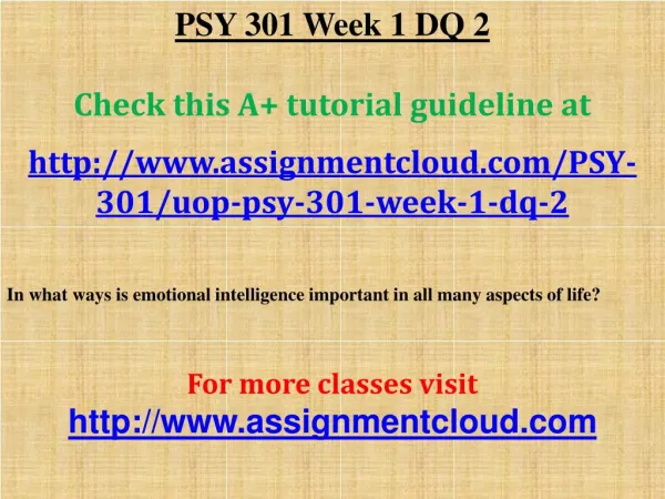PSY 301 Week 1 DQ 2