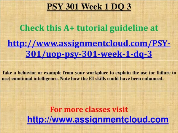 PSY 301 Week 1 DQ 3