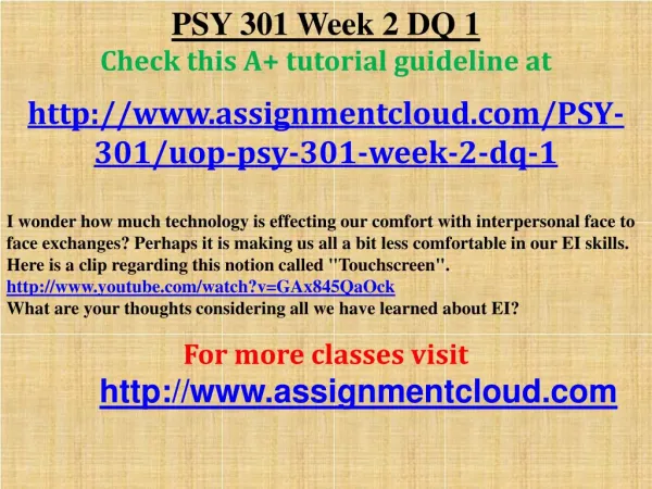 PSY 301 Week 2 DQ 1