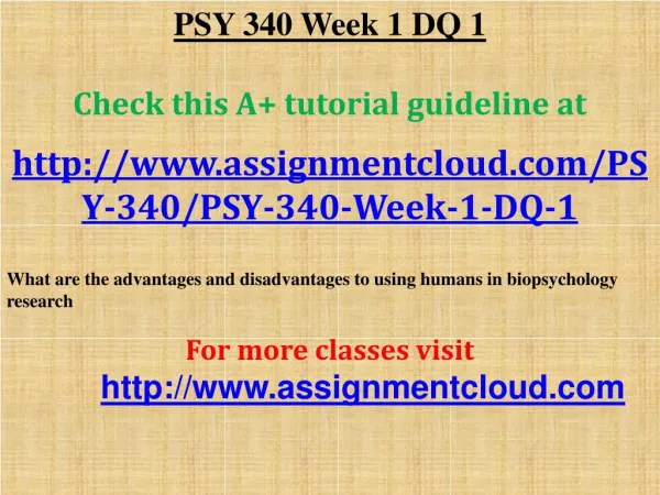 PSY 340 Week 1 DQ 1