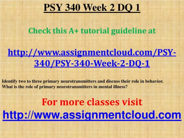 PSY 340 Week 2 DQ 1