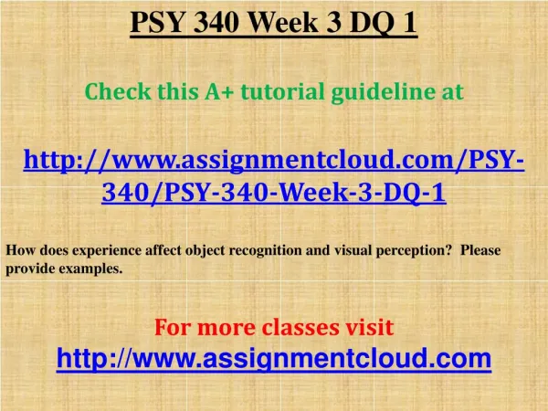 PSY 340 Week 3 DQ 1