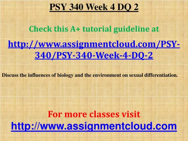 PSY 340 Week 4 DQ 2