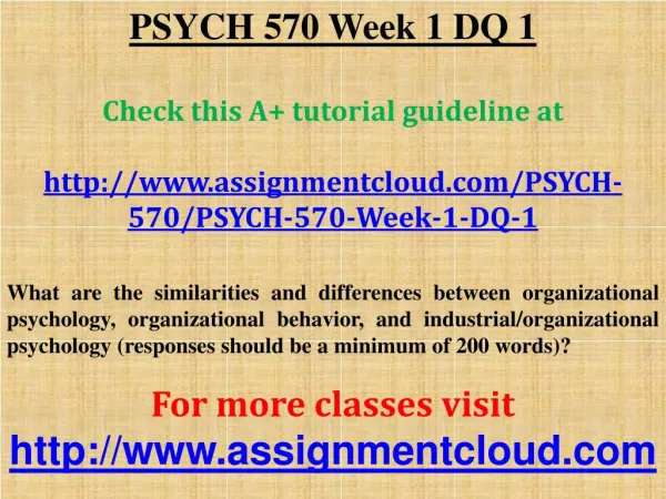 PSYCH 570 Week 1 DQ 1