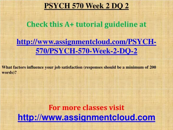 PSYCH 570 Week 2 DQ 2