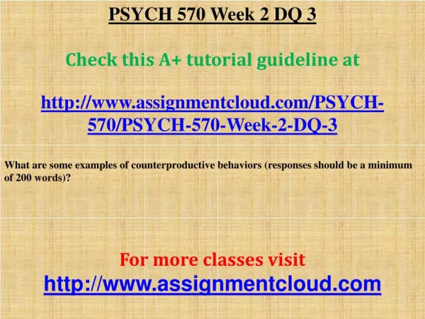 PSYCH 570 Week 2 DQ 3