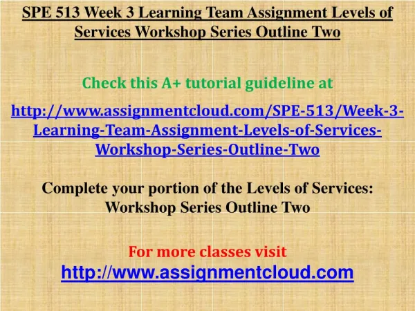 SPE 513 Week 3 Individual Assignment Comparing an IFSP to an