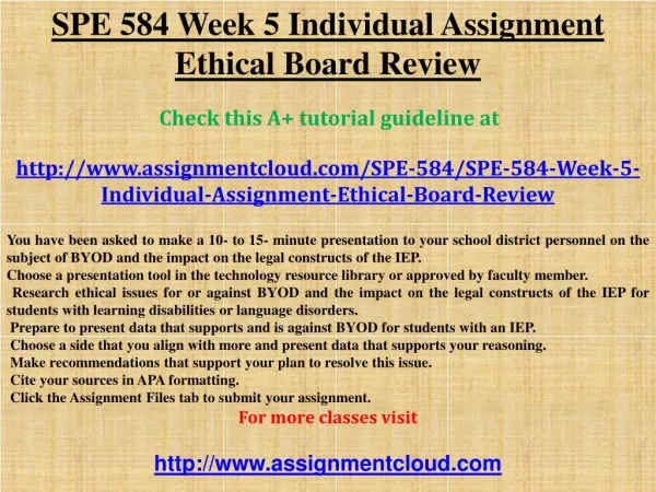SPE 584 Week 5 Individual Assignment Ethical Board Review