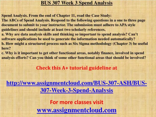 BUS 307 Week 3 Spend Analysis