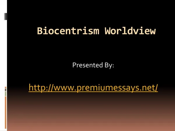 Biocentrism Worldview