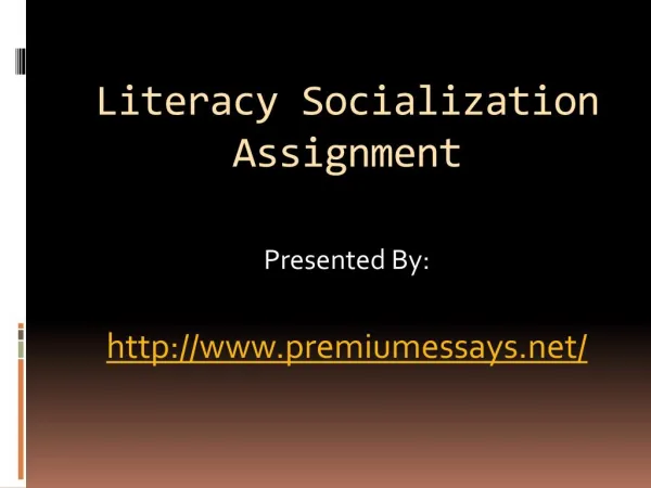 Literacy Socialization Assignment
