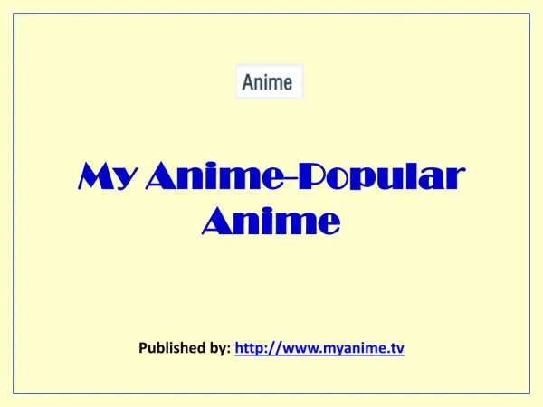 My Anime-An Online Anime Site