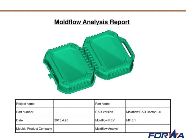 Moldflow analysis for plastic mold products