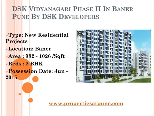 DSK Vidyanagari Phase II In Baner Pune By DSK Developers