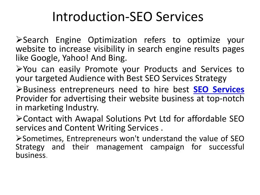 introduction seo services