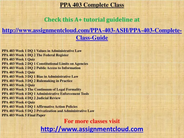 PPA 403 Complete Class