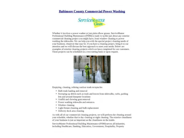 Baltimore County Commercial Power Washing