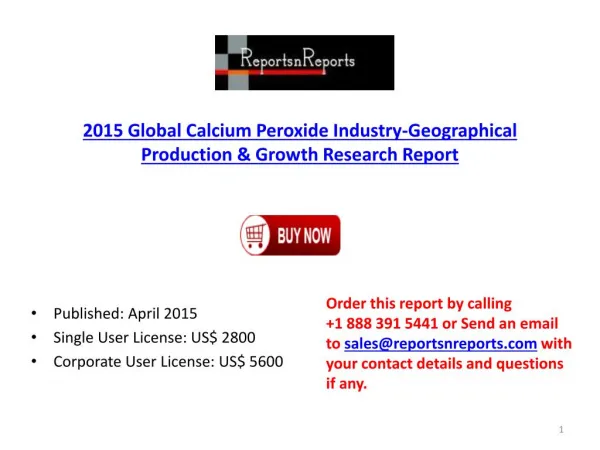 Global Calcium Peroxide Industry Project Development Researc