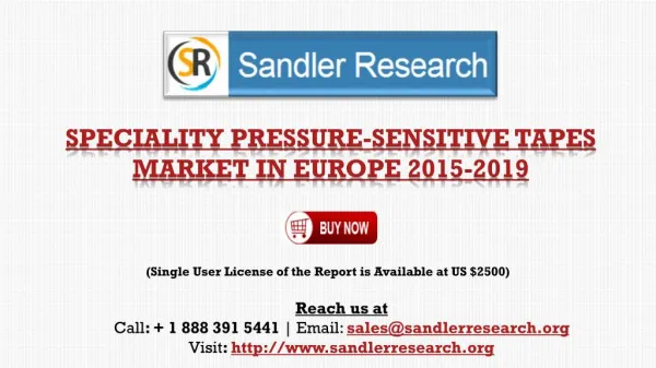 Specialty Pressure-Sensitive Tape Market in Europe 2015-2019
