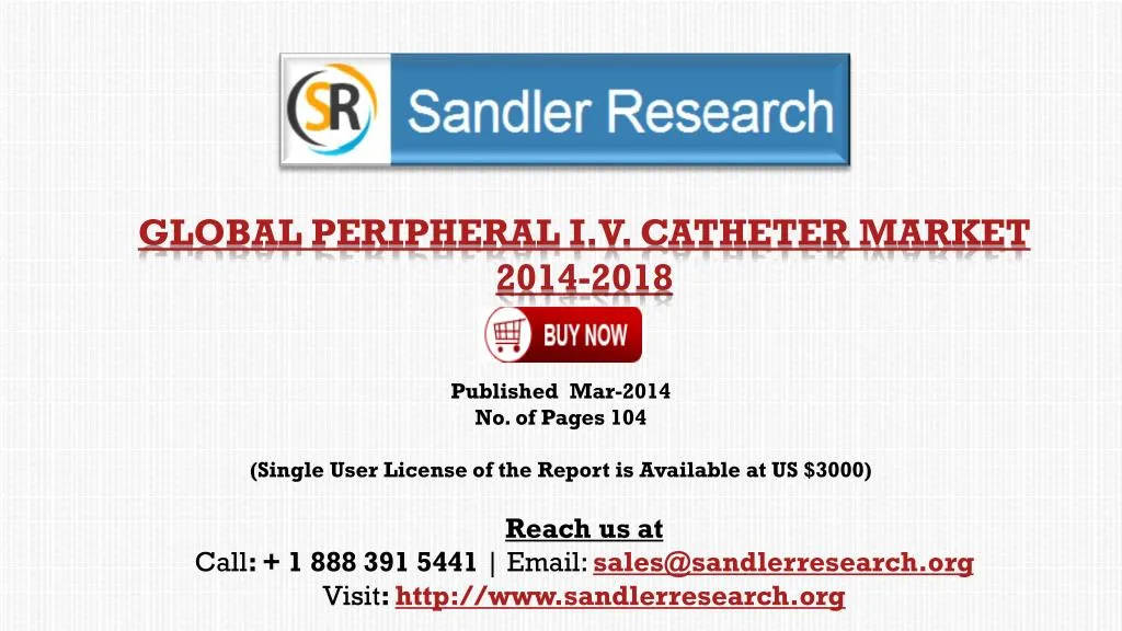 global peripheral i v catheter market 2014 2018