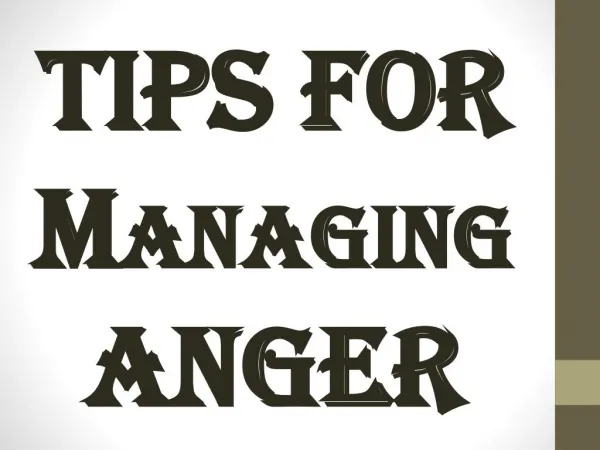 Tips For Managing Anger