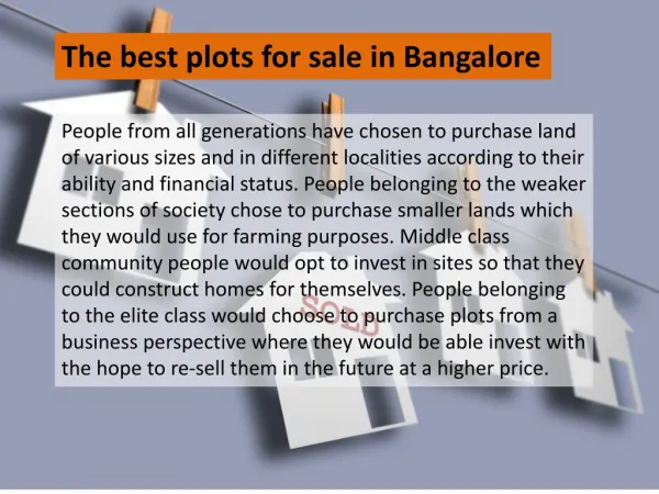 The best plots for sale in Bangalore