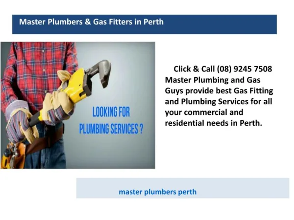 Master Plumbers Perth