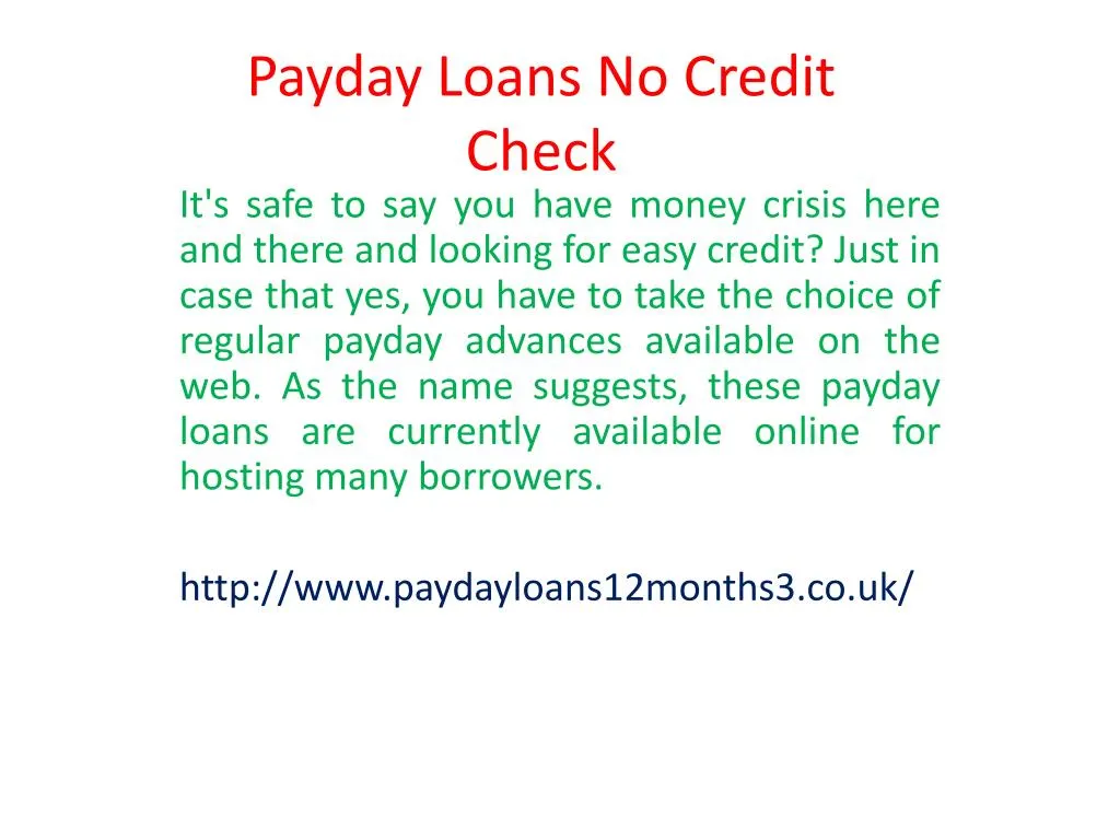 payday loans n o credit check