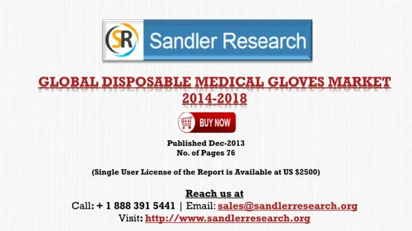 Disposable Medical Gloves Market 2018 – Key Vendors Research