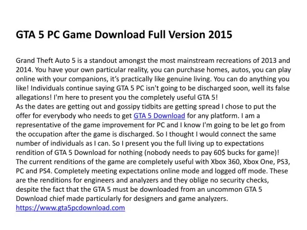 GTA 5 PC Game Download
