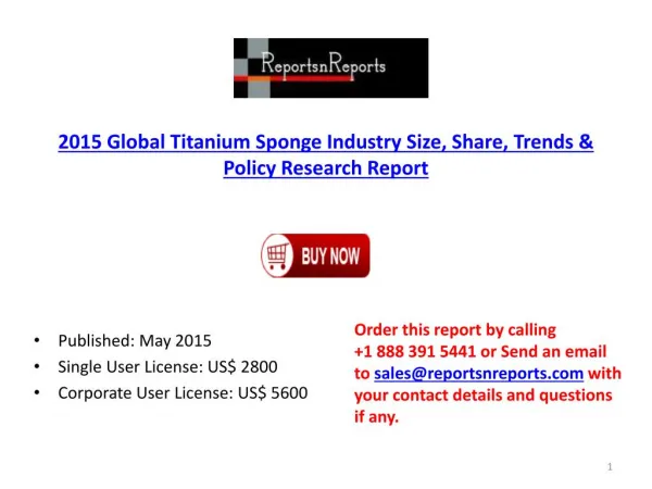 2015-2020 Global Titanium Sponge Industry Size, Share, Trend