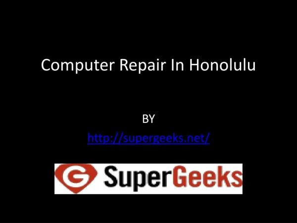 Computer Repair In Honolulu