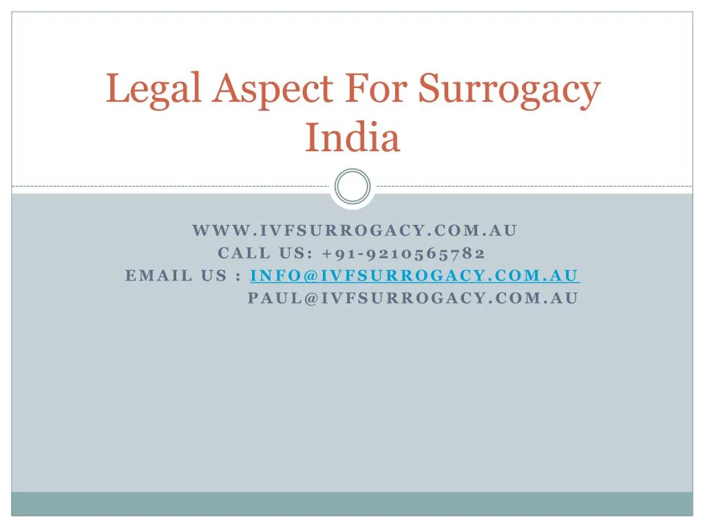 legal aspect for surrogacy india