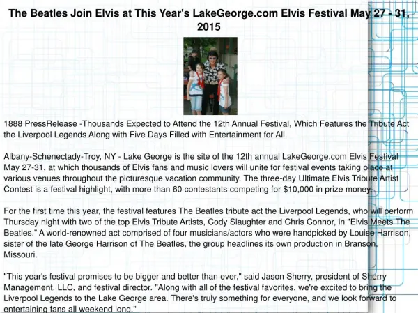 The Beatles Join Elvis at This Year's LakeGeorge.com Elvis
