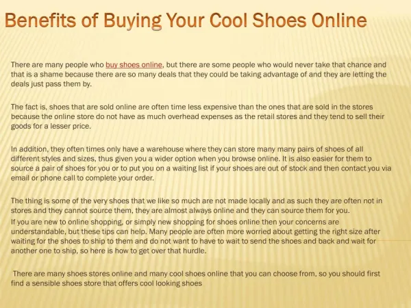 Benefits of Buying Your Cool Shoes Online