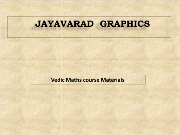 Vedic Maths course Materials