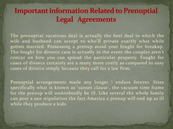 Important information Related to Prenuptial Legal Agreemen