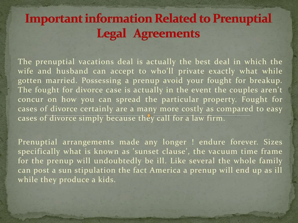 important information related to prenuptial legal agreements