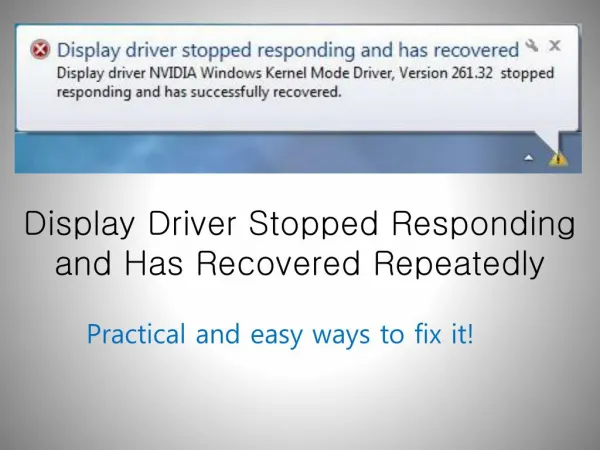 Display Drivers Stopped Responding and Has Recovered